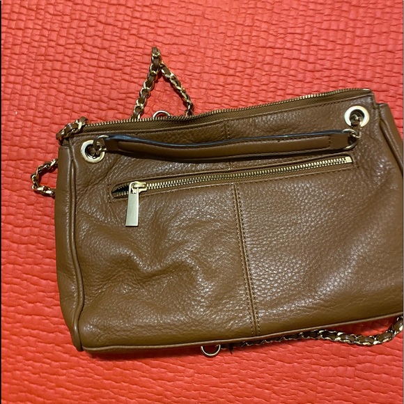 Vince Camuto Brown Leather Crossbody Bag with Chain handle and outside pocket - Picture 5 of 7